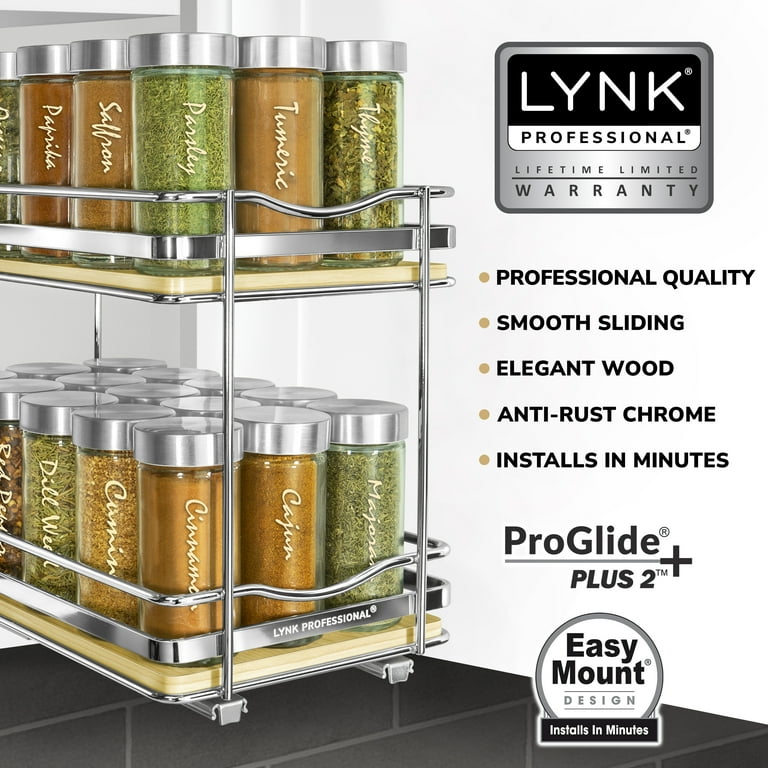 Lynk Professional 8.3-in W x 8.5-in H 2-Tier Cabinet-mount Metal Pull-out  Spice Rack in the Cabinet Organizers department at