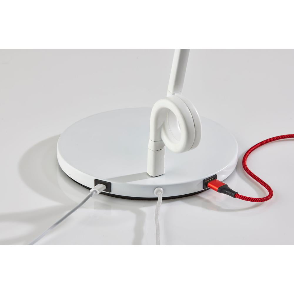 Adesso Knot 20"- 35" Desk Lamp White with USB, Adjustable Brightness & Light Articulation