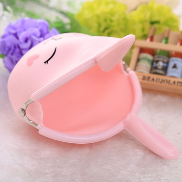 Raindrops 2 Pcs Petit Portefeuille Rose en Silicone en Forme de Lapin Minimaliste Mince Sac à Langer