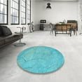 thumbnail image 4 of Ahgly Company Machine Washable Indoor Square Transitional Dark Turquoise Green Area Rugs, 3' Square, 4 of 7