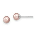 thumbnail image 1 of 925 Sterling Silver Rhodium-plated 4-5mm Purple FWC Round Pearl Stud Earrings; for Adults and Teens; for Women and Men, 1 of 3