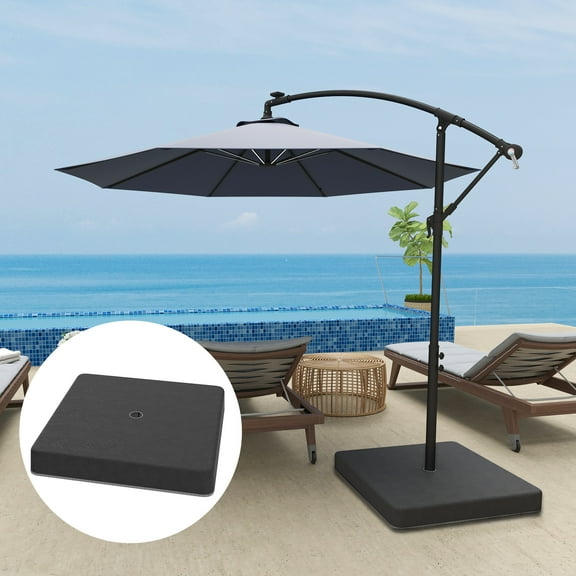 Outsunny 4 Piece Cantilever Umbrella Base Weight Set with Cover, Heavy Duty Outdoor Weights for Offset Umbrella Stand for 176 lbs Sand, Black
