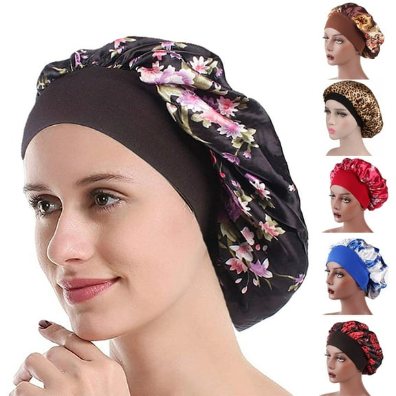 Visland Womens Sleep Night Cap Wide Band Polyester Bonnet for Hair Beauty, Hair Care Cap, Chemo Beanie, Curly Springy Hair