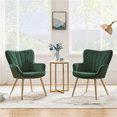 thumbnail image 4 of Yaheetech 2pcs Modern Velvet Upholstered Accent Chair with Wing Side for Living Room, Green, 4 of 9