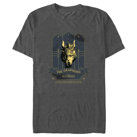Men's Hogwarts Legacy The Graphorn Logo Graphic Tee Charcoal Heather Small