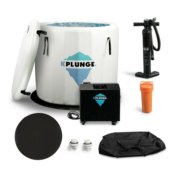 Arctic Fox 1-Person Inflatable Cold Plunge Ice Bath Tub/Hot Tub with PVC Insulated Lid, 1 HP Chiller and Heater in Gray