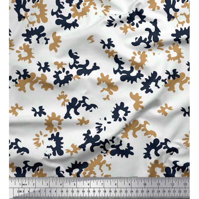 Soimoi Brown Rayon Fabric Camouflage Texture Printed Fabric 1 Yard 56 Inch Wide