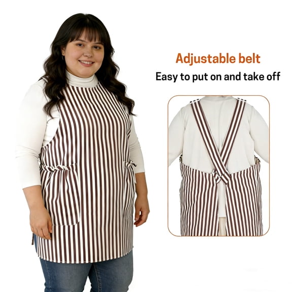 UNIWELL Oversized Adjustable Cross Back Apron for Plus Size Women, Polyester-cotton Kitchen Cooking Baking Apron with Pockets