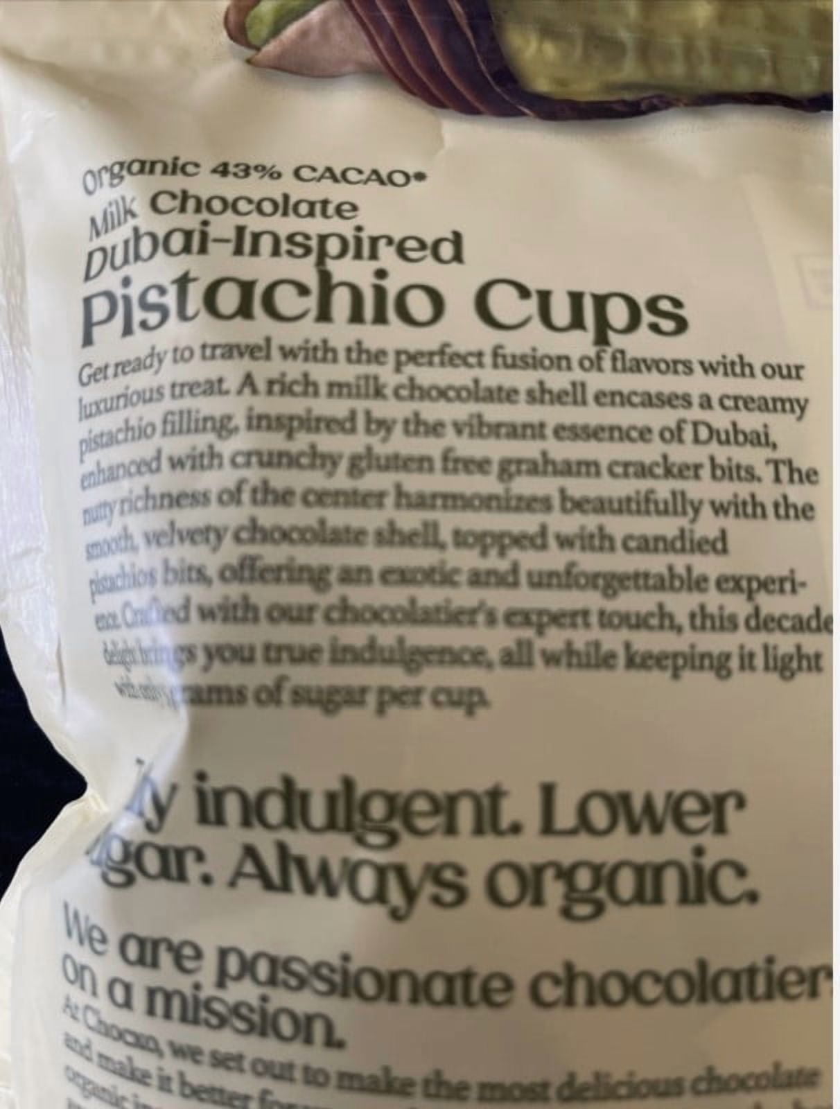 Chocxo Smile Milk Chocolate Dubai Inspired Pistacho Cups Net Wt 14.8 Oz