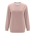 thumbnail image 3 of Royisotas Solid Women's Sweatshirts Fall and Winter Long Sleeve Pullover Casual Trendy Pink Side Pockets Crew Neck No Hood Shirts, 3 of 4