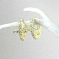 thumbnail image 3 of Sparkle Jewels White Round Cut Cubic Zirconia Cluster Cross Hoop Women's Earrings 14k Yellow Gold Finish, 3 of 4