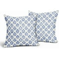 thumbnail image 2 of Set of 2 Blue Block Print Pillow Covers 20x20 Inch, Vintage Floral Spring Decorative Throw Pillow Cases Boho Rustic Cushion Covers for Farmhouse Sofa Couch Bed Decor, 2 of 16