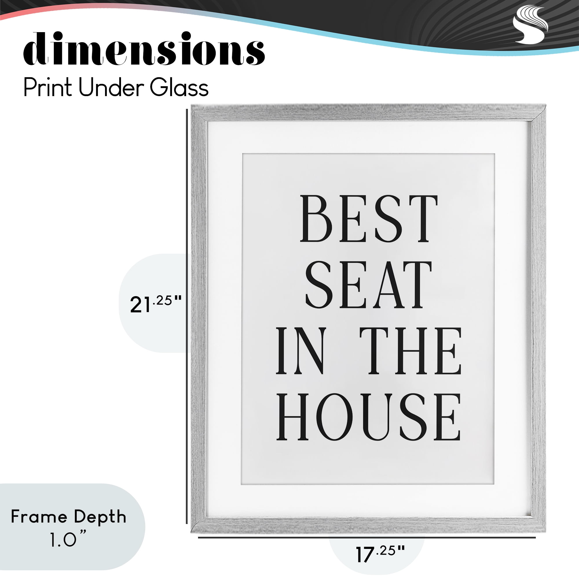 Stupell Industries Best Seat Bathroom Toilet Gray Framed Print Under Glass, design by Lettered and Lined