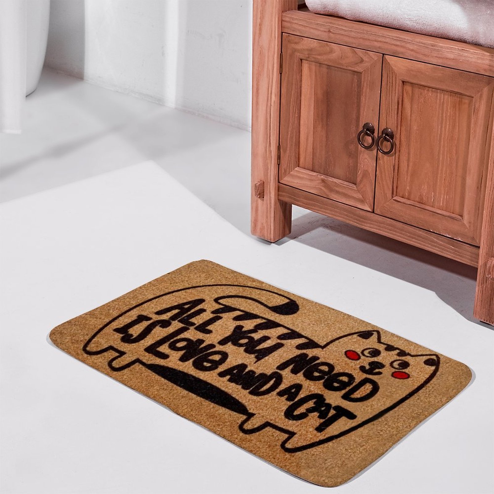 All You Need İs Love And A Cat, Cat Doormat, Cat Outdoor Rug, Cat Love, Home Gift, Wedding Gift, Home Decor, Welcome Mat,Indoor Doormat,Front Back Door Mat 17”x30”
