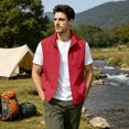 thumbnail image 2 of Dwelliawo Men's Fishing Vest Stand Collar Sleeveless Jacket Lightweight Quick Dry Windproof Outerwear With Multi Zipper Pockets Loose Fit For Fishing Hiking Photography Travel Daily Work Red 2xL, 2 of 5
