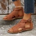 thumbnail image 3 of Dakaela Womens Suede Sandals Hollow Peep Toe Dressy Booties Ankle Buckle Footbed Walking Shoes, 3 of 7
