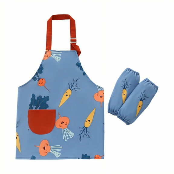 AUQ Kids Apron,Dual-Layer Coating Kids Aprons for Cooking,Polyester Fabric Material Toddler Apron,S