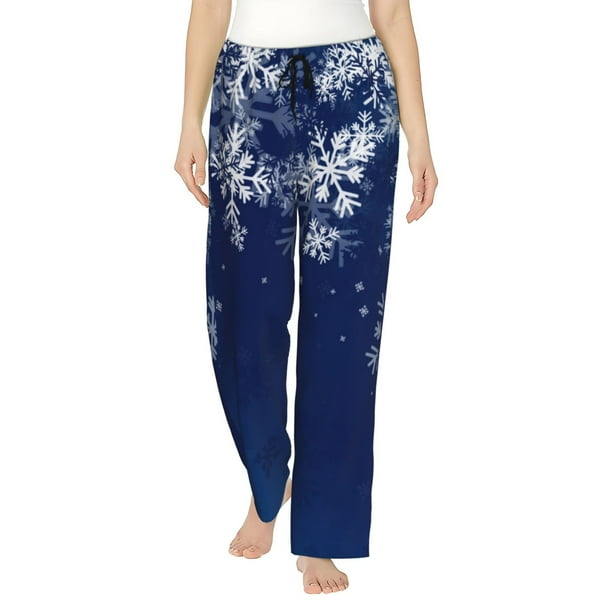 Balery Christmas Blue Pantalones de pijama para mujer, pijamas ultraligeros, pantalones de estar por casa-Medium