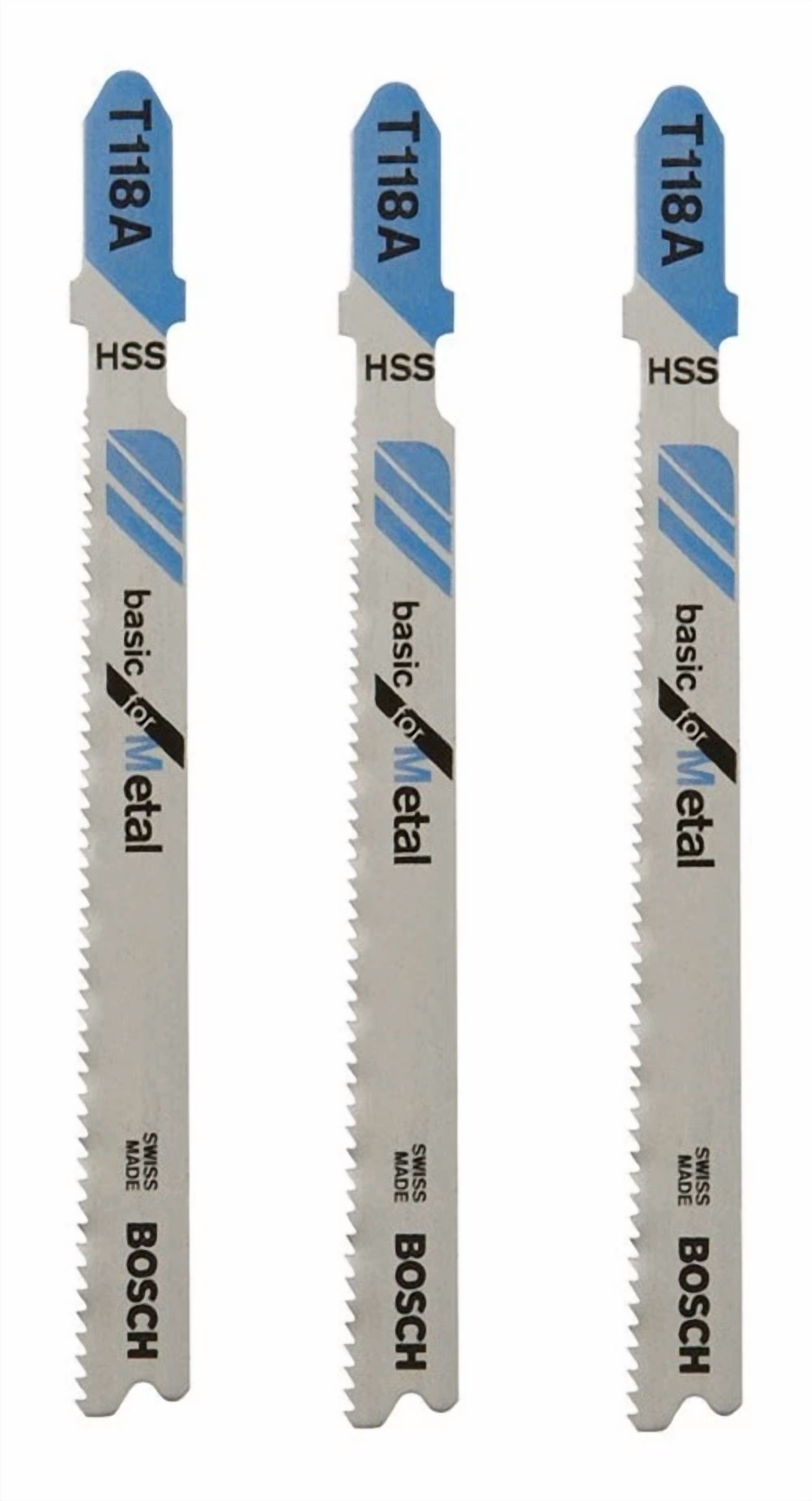 CIRCLE- Bosch T118A3 3-Piece 3-5/8 In. 17-24 Tpi Basic For Metal T-Shank Jig Saw Blades