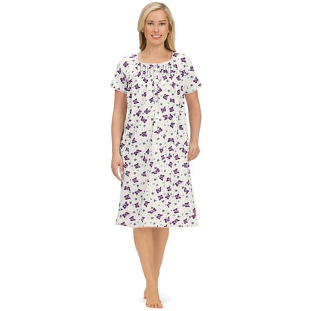 

Collections Etc Purple Butterfly Print Knit Comfy Cotton Nightgown