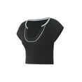 thumbnail image 6 of Womens Slim Fit Crop Tops Cap Sleeve V Neck Contrast Color Short T-shirt, 6 of 9