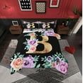 thumbnail image 2 of Erosebridal Purple Rose Comforter Sets Full Size, Initial Letter B Comforters & Duvets, Cartoon Monogrammed Reversible Duvet Insert, Lightweight Bedroom Decoration, 3pcs, 2 of 8