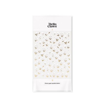 Hello Claws Mini White Flower Hot Stamping Nail Deco, 1 Sheet Nail Art Sticker Pack