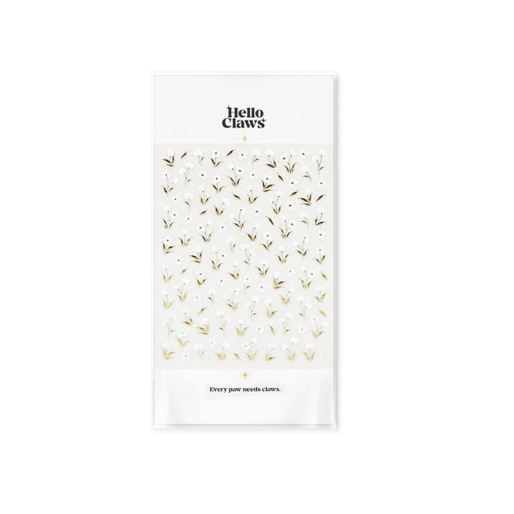Hello Claws Mini White Flower Hot Stamping Nail Deco, 1 Sheet Nail Art Sticker Pack