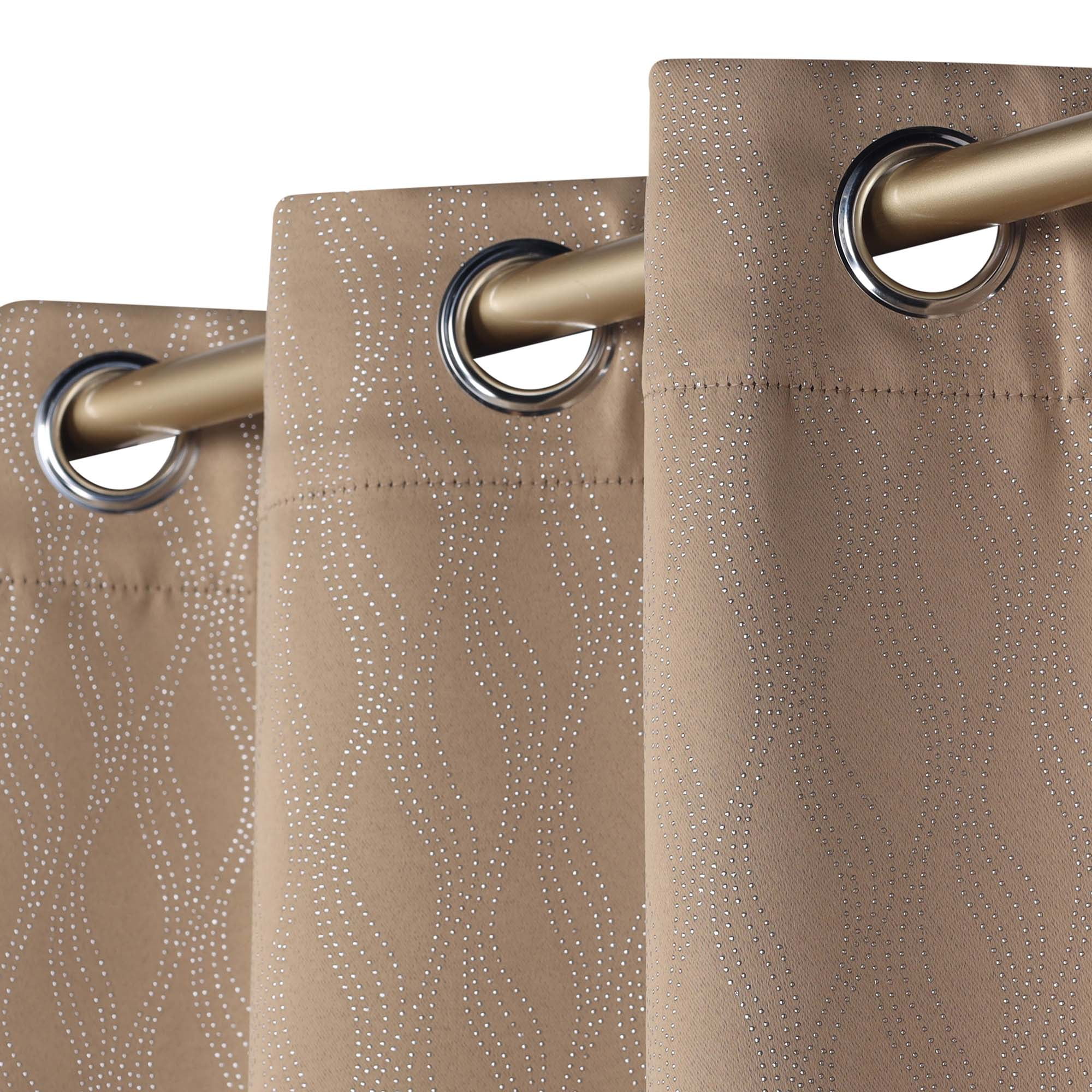 Superior Zuri Blackout Curtains, Grommet Header, Set of 2, 42" X 96", Tan
