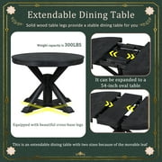 Harper & Bright Designs Extendable Round Dining Table Set for 4, Upholstered Chairs Functional Retro Table for Dining Room Kitchen, Espresso