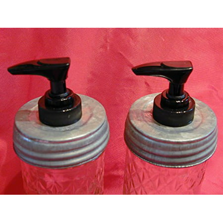 Galvanized Lid with Black Pump Double Pack - Mason Jar Lotion/Soap