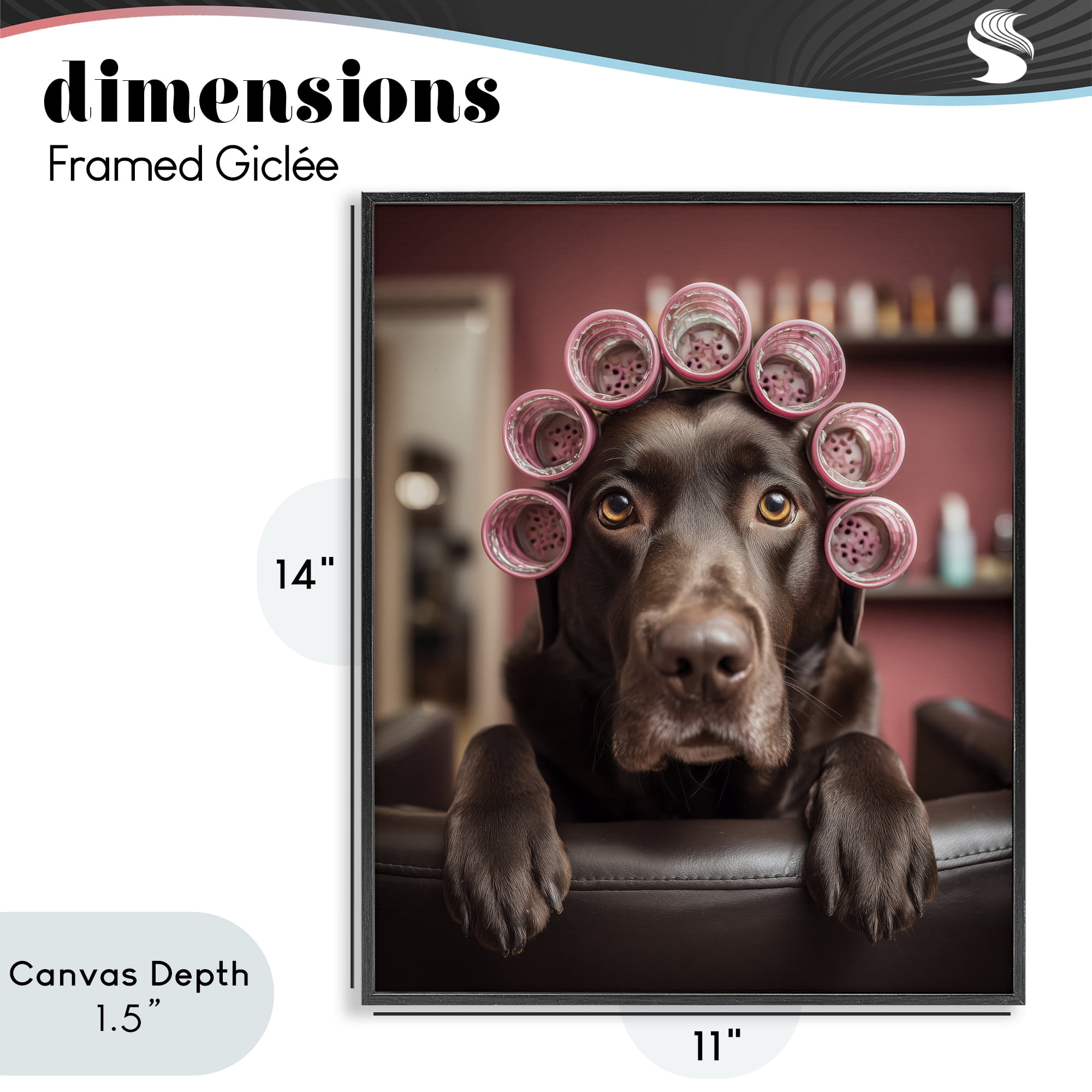 Stupell Industries Dog at Salon with Curlers Black Framed Giclee Art, design by Scott Stulberg