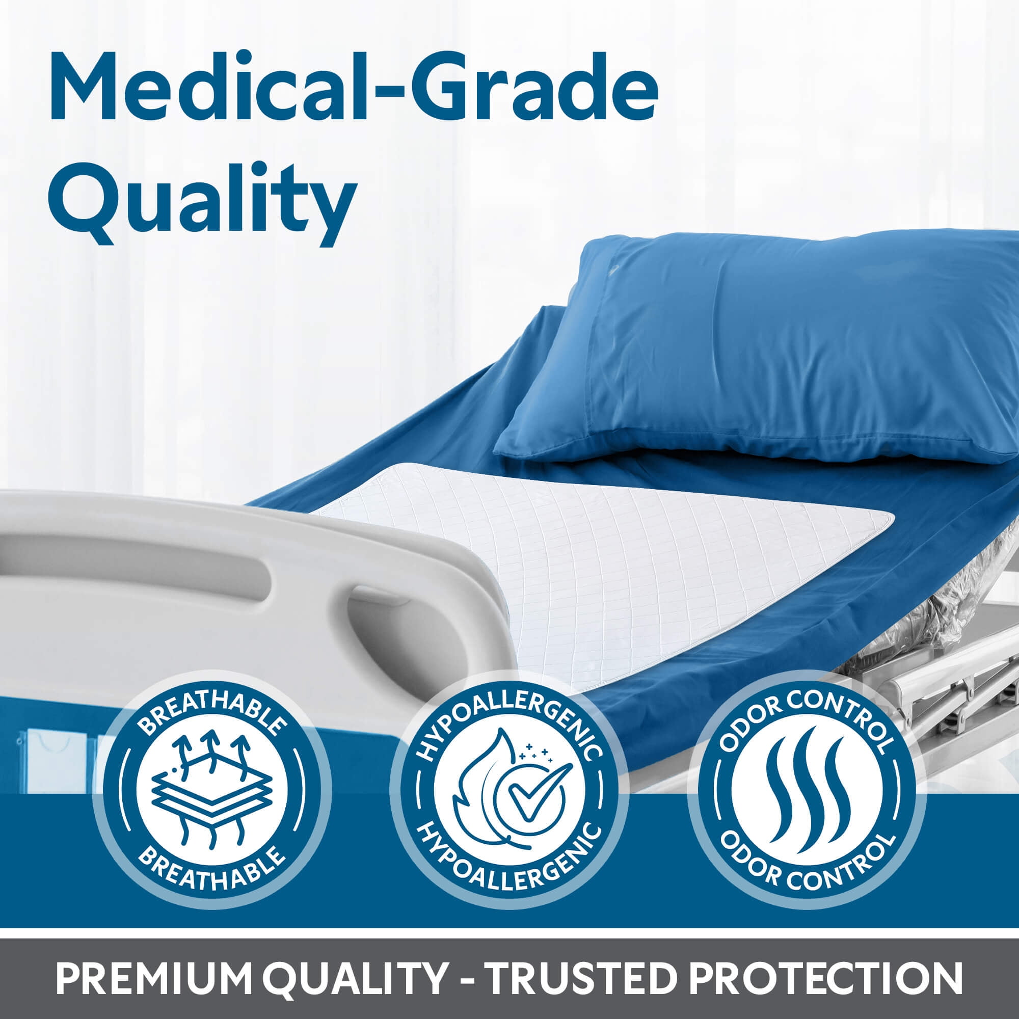 Guardmax Waterproof Incontinence Quilted Bed Pad - Washable & Absorbent Bed Pad for Elderly, Adults, Kids, and Pets. Reuseable Underpad Remains Soft and Comfortable After Every Wash. (34 X 36)