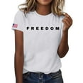 thumbnail image 2 of Letter Graphic T Shirts for Women Freedom Short Sleeve Tee Tops White XL, 2 of 4
