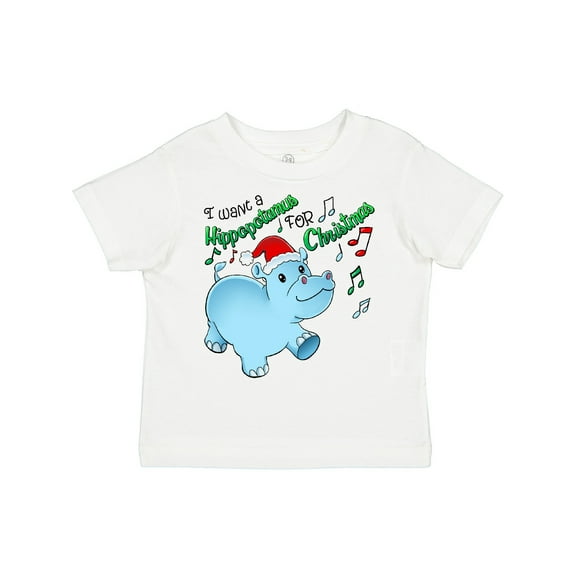 Inktastic I Want a Hippopotamus for Christmas Hippo in Santa Hat Boys or Girls Toddler T-Shirt