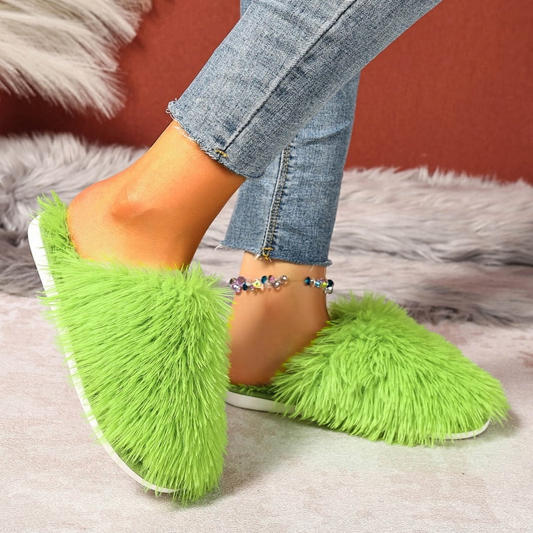 Womens Fuzzy Slippers Comfy Plush Slip on Winter Warm Indoor 