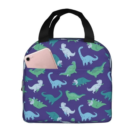 Insulated Lunch Bag for Women Men - blue Dinosaur pattern Leakproof Cooler Lunch Box for Women Men  Lunch Tote Bags for Work School Picnic Travel