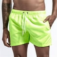 thumbnail image 1 of Mens Swim Trunks with Mesh Lining Side Pockets Solid Beach Shorts Quick Dry Lightweight Drawstring Board Shorts Summer Swimwear Green L, 1 of 6