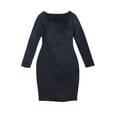 thumbnail image 3 of Fiomva Women Autumn Vintage Solid Color Long-Sleeved Square Collar Pencil Dress, 3 of 5