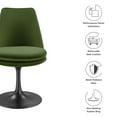 thumbnail image 4 of Modway Lippa Performance Velvet Swivel Dining Chair, Black Moss Green, 4 of 11
