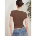 thumbnail image 5 of Women's short Sleeve Short Sleeve Tops Square Neck T Shirts Fitted Basic Tee, 5 of 6
