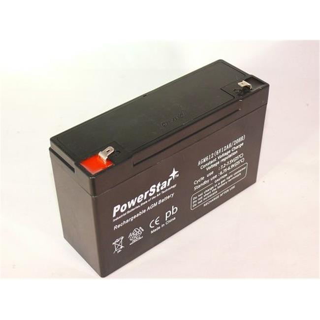 PowerStar Brand Replacement LC-R0612P Black Medium 6V 12Ah VRLA Battery with F1 Terminal