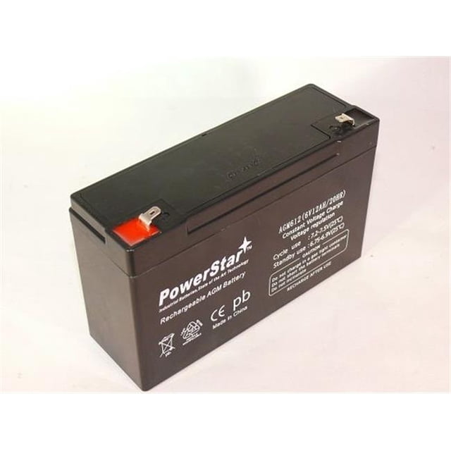 PowerStar AGM612-31 6V 12Ah Replacement LC-R0612P Black Medium VRLA Battery with F1 Terminal