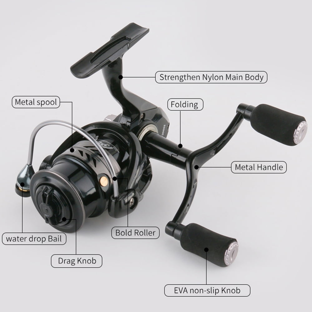 DEUKIO Dual-Handle Spinning Fishing Reel 5+1Bb Metal Line Spool Aluminum Body Ideal For Freshwater Lure Fishing Reel