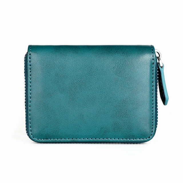 Youkk Coin Purse Short Money Bag Change Wallet Pocket Zipper Rfid Blocking Card Holder Big CapacityWomen for Office Pouch Blue