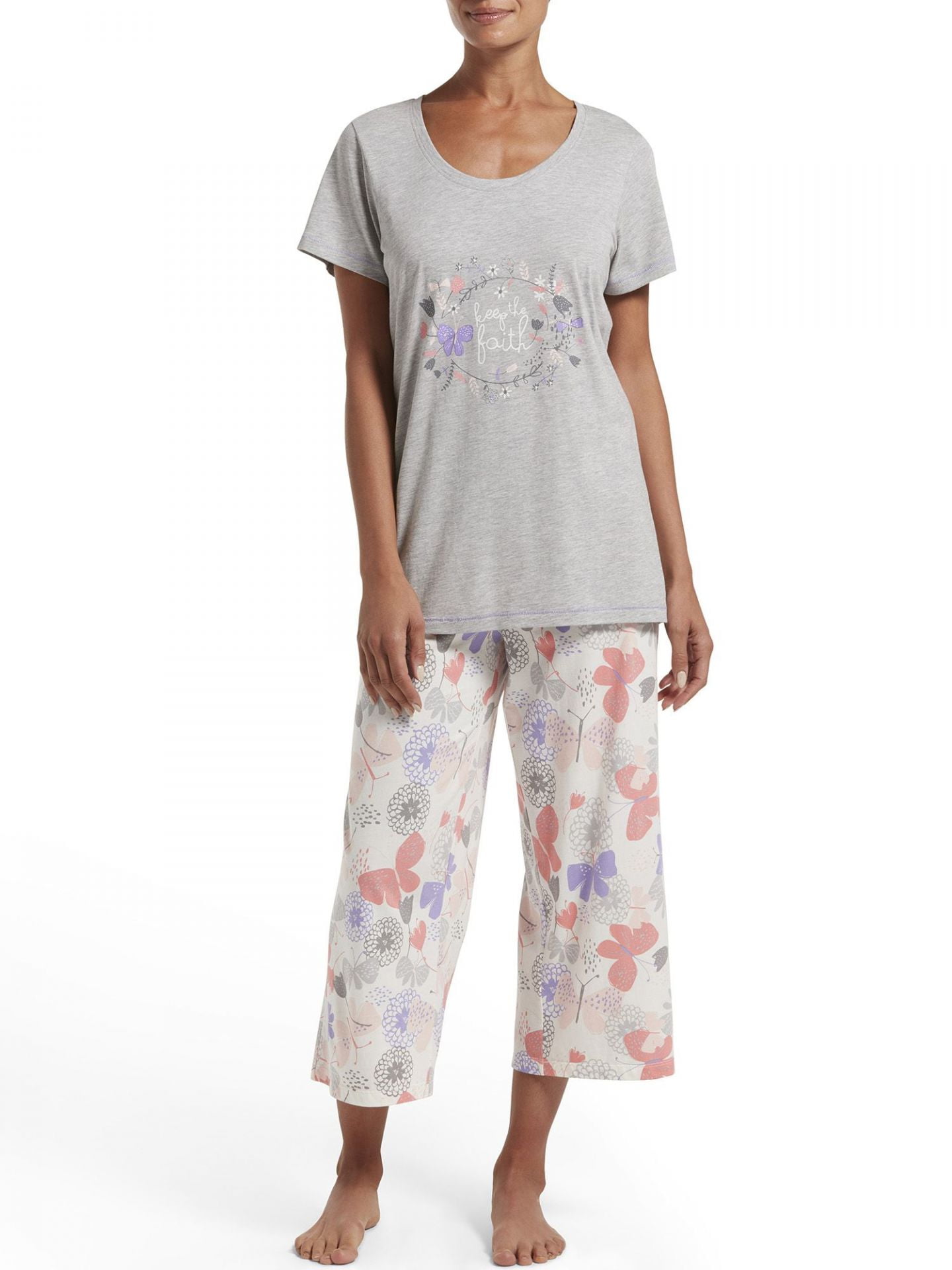 Hue - Hue Sleepwear Women's Keep The Faith Capri Pajama Set, Light ...