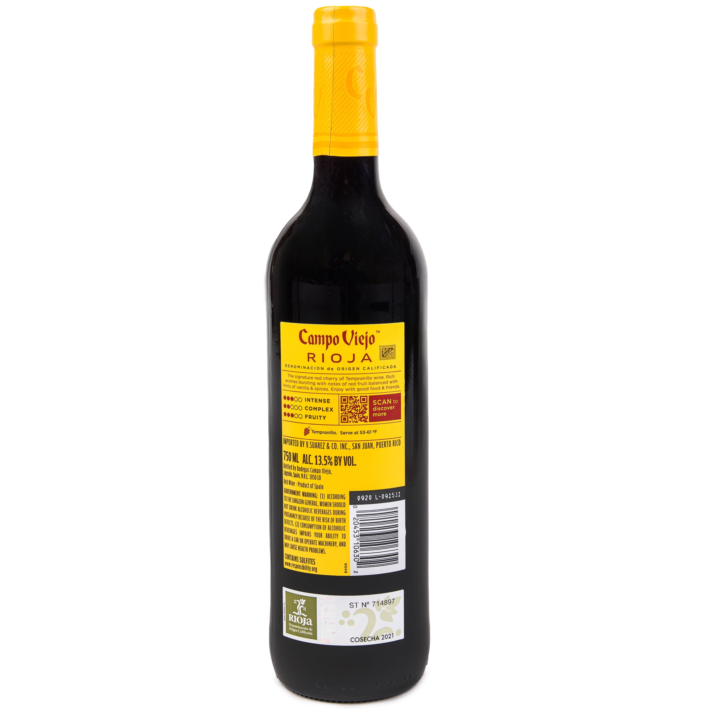 Campo Viejo Tempranillo Red Wine Rioja Spain 750 ml Glass Bottle 13.5% ABV with Rich Flavor Notes