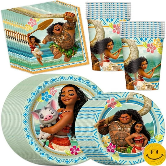 Bootesun Unique Birthday Party Decors, Cute Cartoon Character  Birthday Supplies, Include 32 Paper Plates, 16 Napkins, 16 Paper Cups, Party Decors for Outdoor Indoor, Serves 16