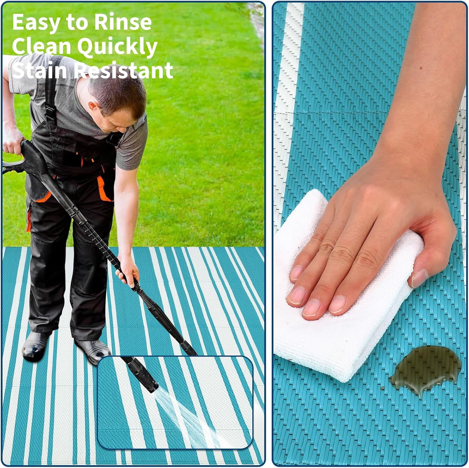 Outdoor Rug for Patio,Waterproof Mat,Reversible Plastic Striped Camping Rugs for RV,Porch,Deck,Camper,Balcony,Backyard,Beach