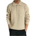 thumbnail image 2 of YHAJDS Men's Winter Casual Sweaters,Knitted Sweater Men Sweaters with Zippers Men's Sweater Solid Color Long Sleeve Shawl Collar Zip Up Casual Winter Sweater, 2 of 5